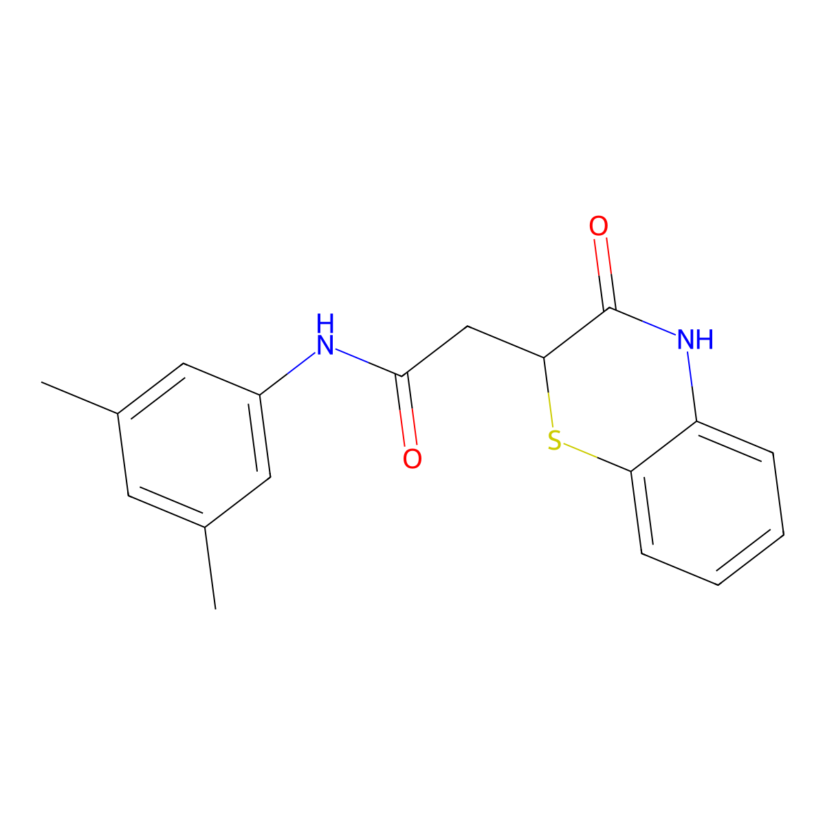 N-(3,5-dimethylphenyl)-2-(3-oxo-3,4-dihydro-2H-1,4-benzothiazin-2-yl)acetamide molecular structure, CAS 692759-85-6