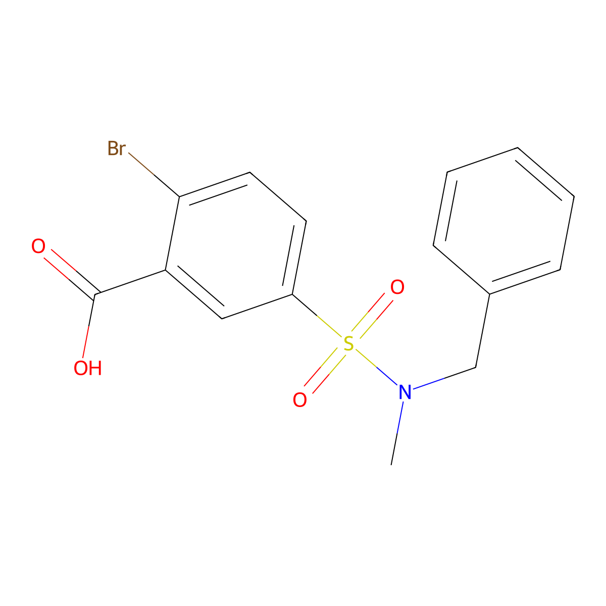 5-[Benzyl(methyl)sulfamoyl]-2-bromobenzoic acid molecular structure, CAS 692761-70-9