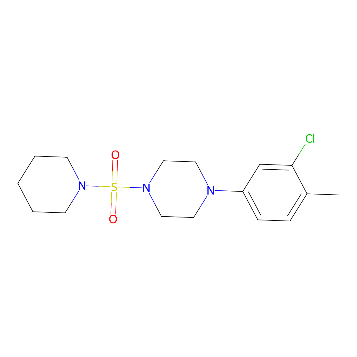 4-(3-Chloro-4-methylphenyl)-1-(piperidylsulfonyl)piperazine molecular structure, CAS 692761-99-2