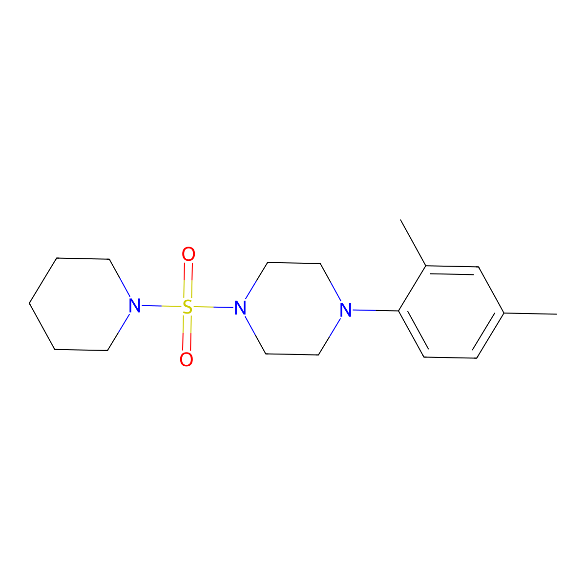 1-(2,4-Dimethylphenyl)-4-piperidin-1-ylsulfonylpiperazine molecular structure, CAS 692762-00-8