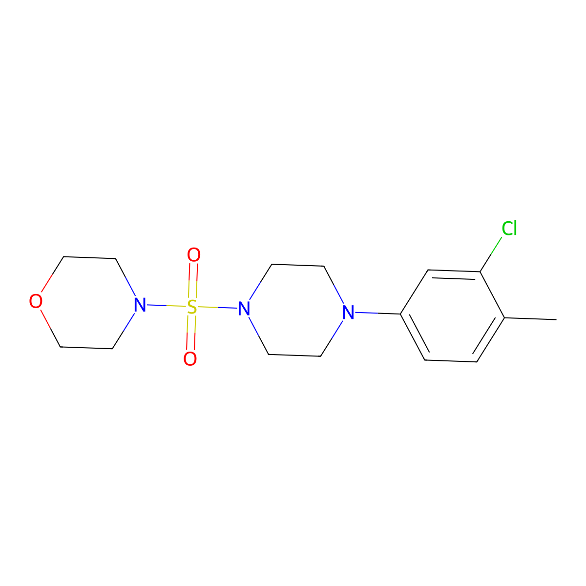 4-((4-(3-Chloro-4-methylphenyl)piperazin-1-yl)sulfonyl)morpholine molecular structure, CAS 692762-01-9