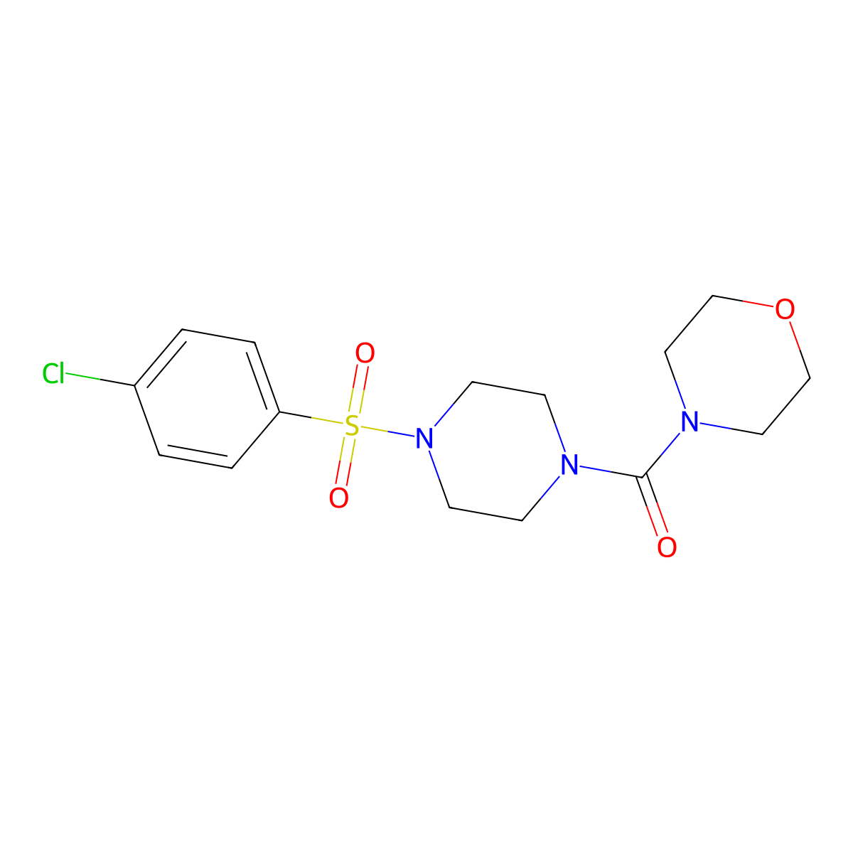 (4-((4-Chlorophenyl)sulfonyl)piperazin-1-yl)(morpholino)methanone molecular structure, CAS 692762-04-2