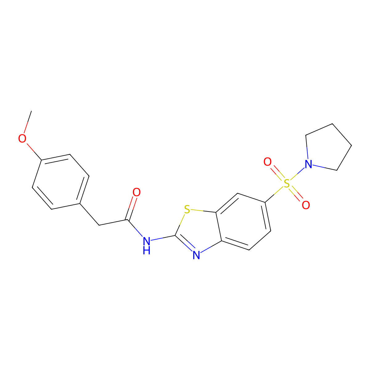 2-(4-methoxyphenyl)-N-(6-(pyrrolidin-1-ylsulfonyl)benzo[d]thiazol-2-yl)acetamide molecular structure, CAS 692762-13-3