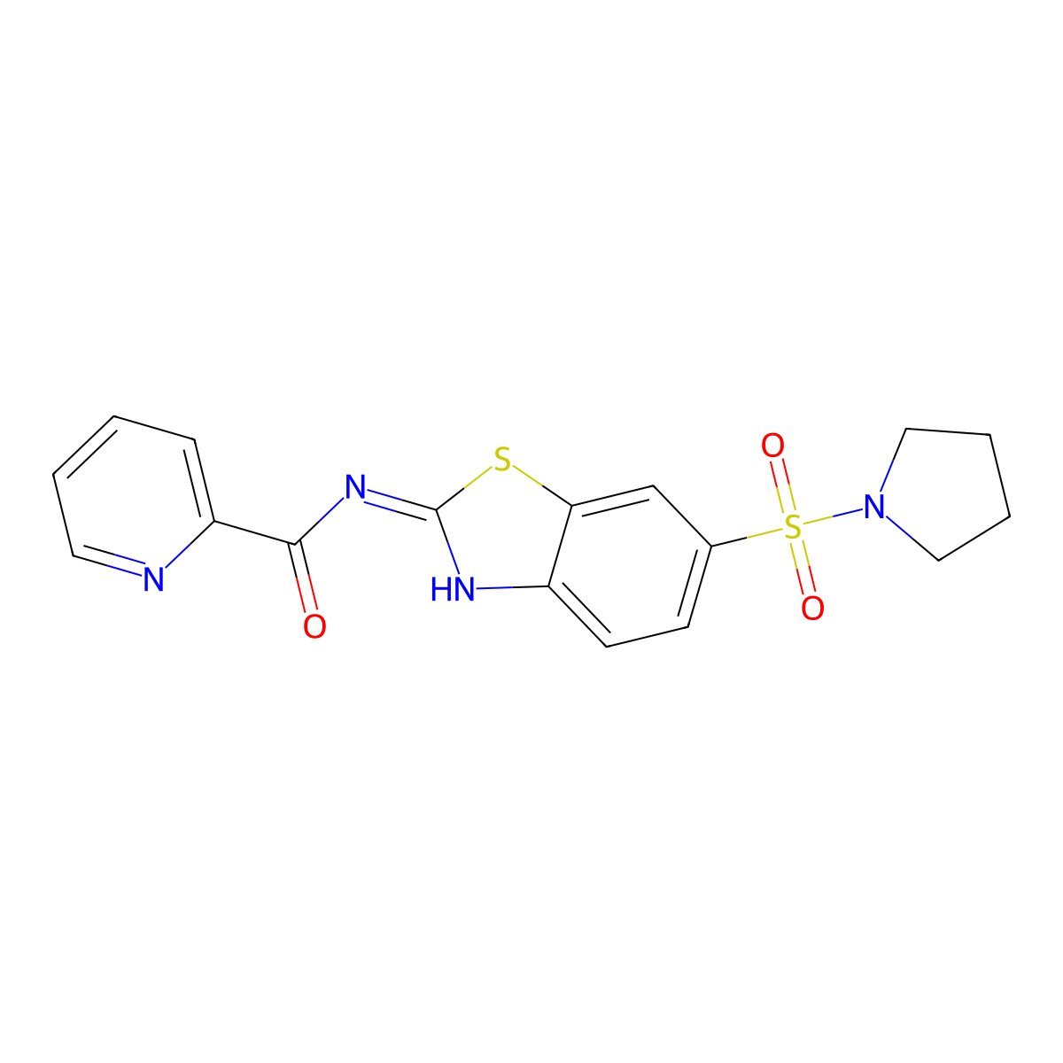 N-[6-(pyrrolidin-1-ylsulfonyl)-1,3-benzothiazol-2-yl]pyridine-2-carboxamide molecular structure, CAS 692762-18-8
