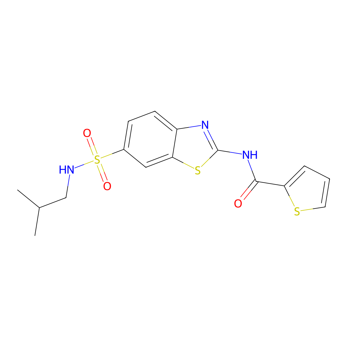 N-(6-(N-isobutylsulfamoyl)benzo[d]thiazol-2-yl)thiophene-2-carboxamide molecular structure, CAS 692762-29-1