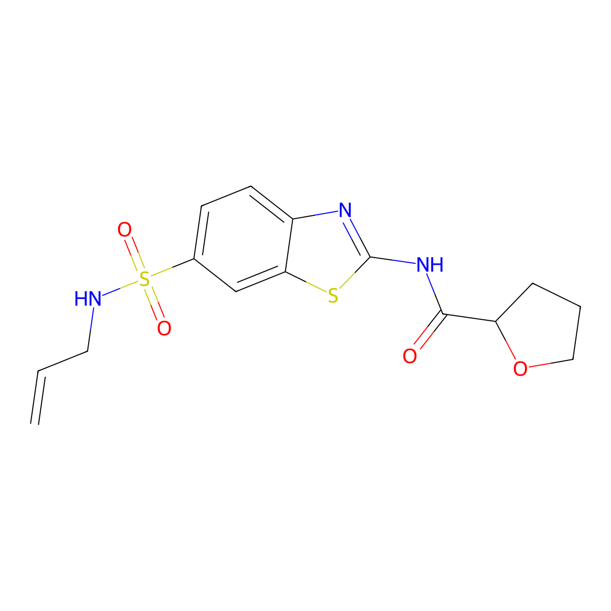 N-(6-(N-allylsulfamoyl)benzo[d]thiazol-2-yl)tetrahydrofuran-2-carboxamide molecular structure, CAS 692762-33-7