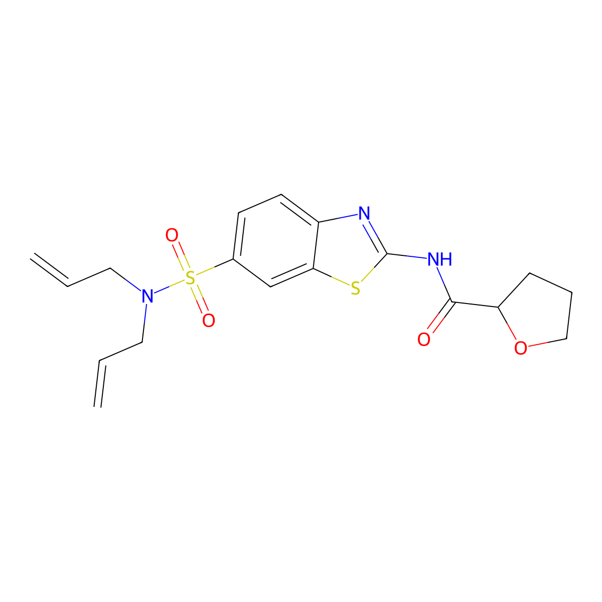 N-{6-[(diallylamino)sulfonyl]-1,3-benzothiazol-2-yl}tetrahydro-2-furancarboxamide molecular structure, CAS 692762-35-9