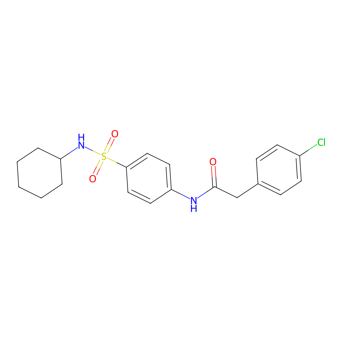 2-(4-chlorophenyl)-N-[4-(cyclohexylsulfamoyl)phenyl]acetamide molecular structure, CAS 692762-50-8