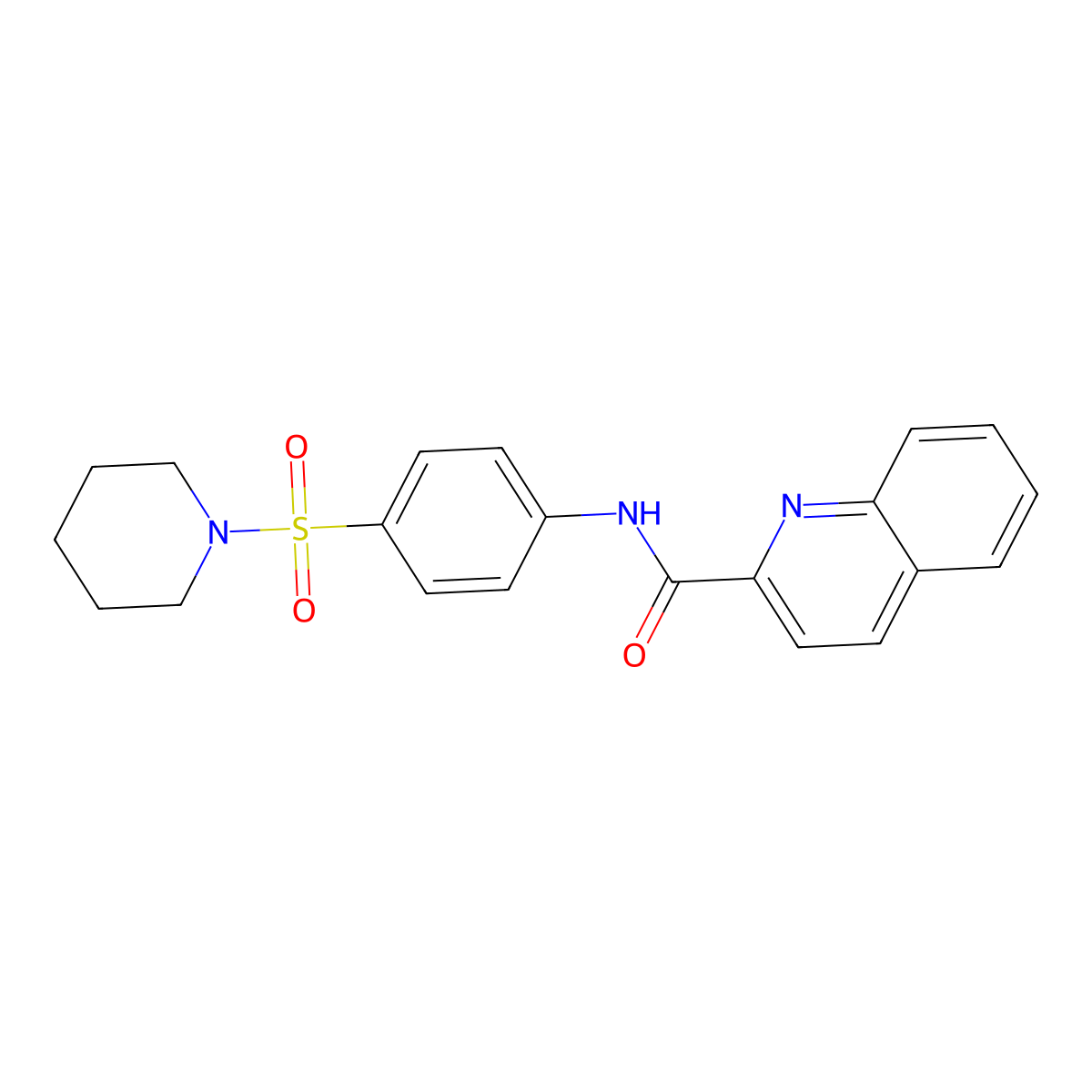 N-(4-piperidin-1-ylsulfonylphenyl)quinoline-2-carboxamide molecular structure, CAS 692762-51-9