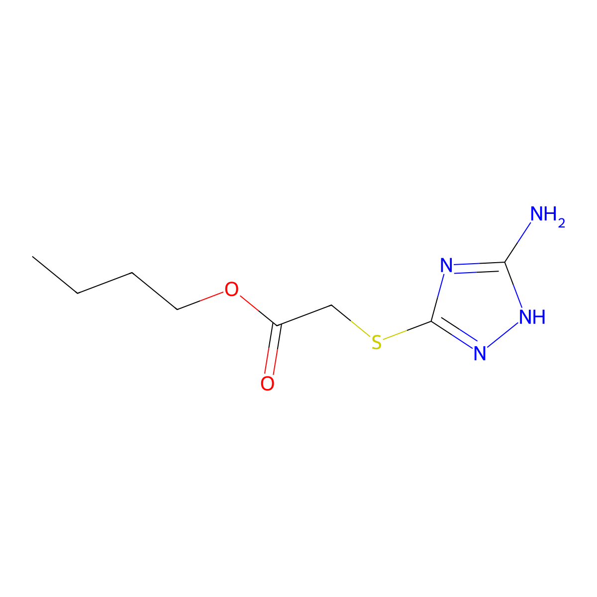 butyl 2-[(5-amino-1H-1,2,4-triazol-3-yl)sulfanyl]acetate molecular structure, CAS 692763-00-1