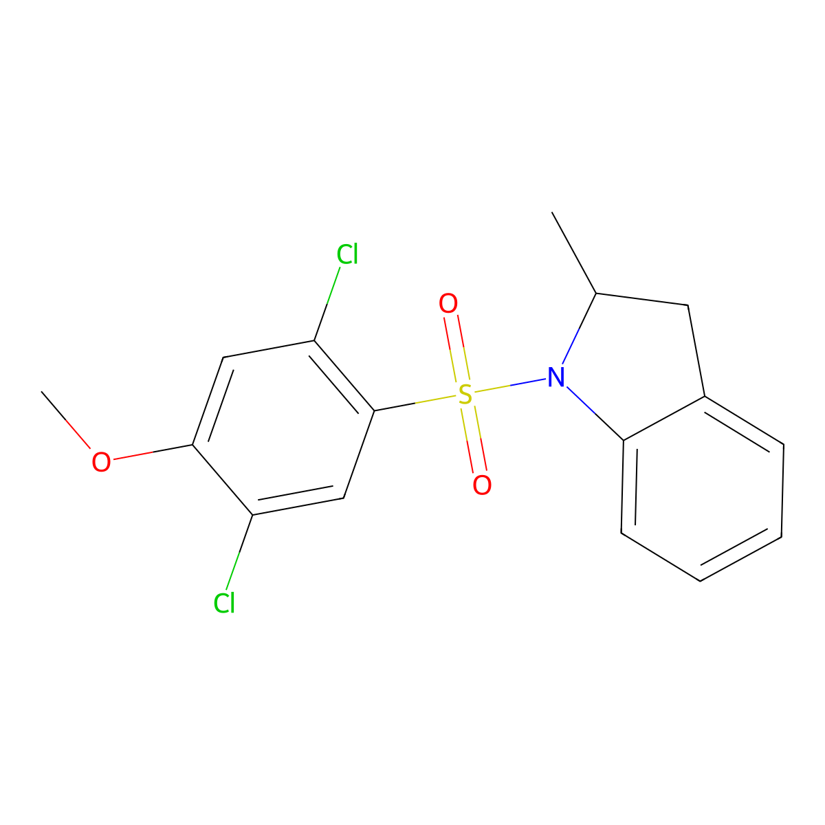 2,5-Dichloro-4-methoxy-1-[(2-methylindolinyl)sulfonyl]benzene molecular structure, CAS 692763-09-0