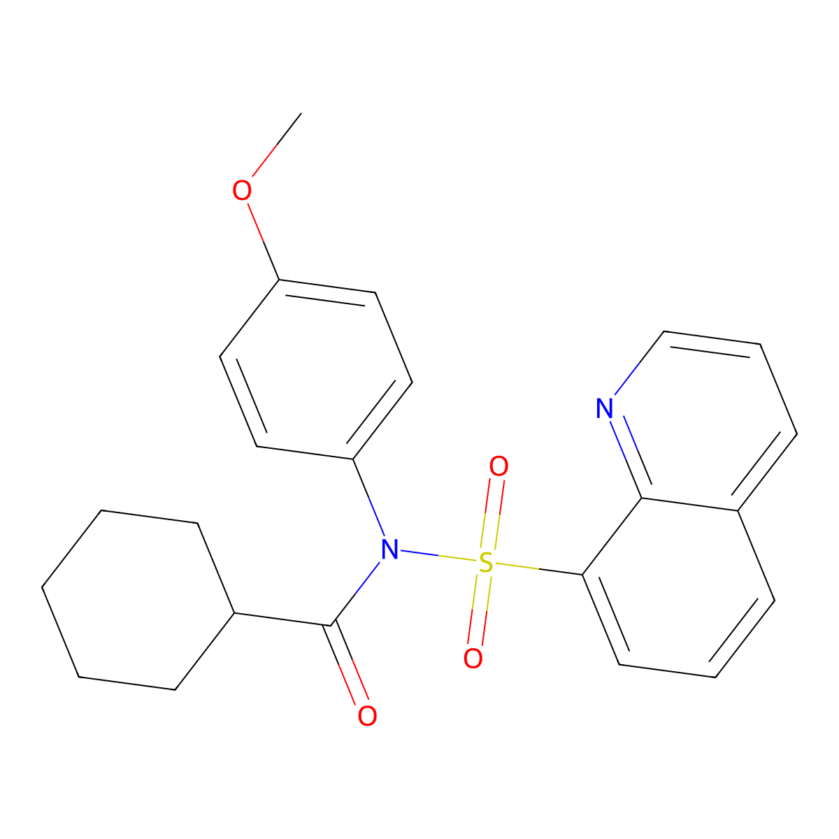 N-(cyclohexylcarbonyl)-N-(4-methoxyphenyl)-8-quinolinesulfonamide molecular structure, CAS 692763-46-5