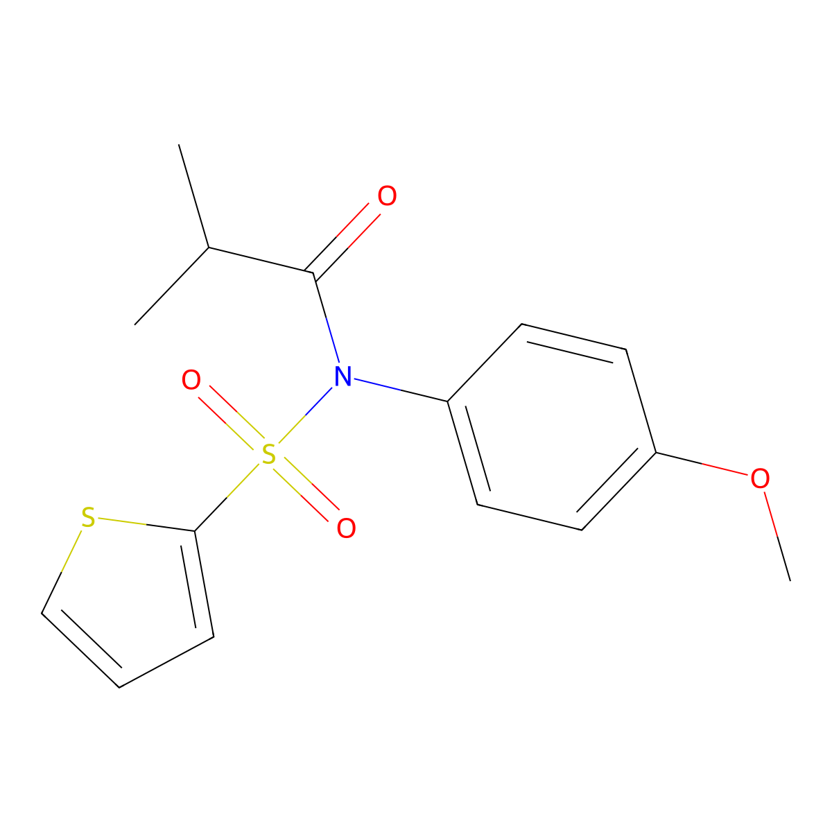 N-(4-methoxyphenyl)-2-methyl-N-thiophen-2-ylsulfonylpropanamide molecular structure, CAS 692763-62-5