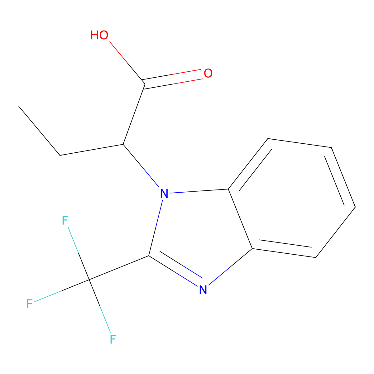 2-(2-Trifluoromethyl-benzoimidazol-1-yl)-butyric acid molecular structure, CAS 692764-48-0