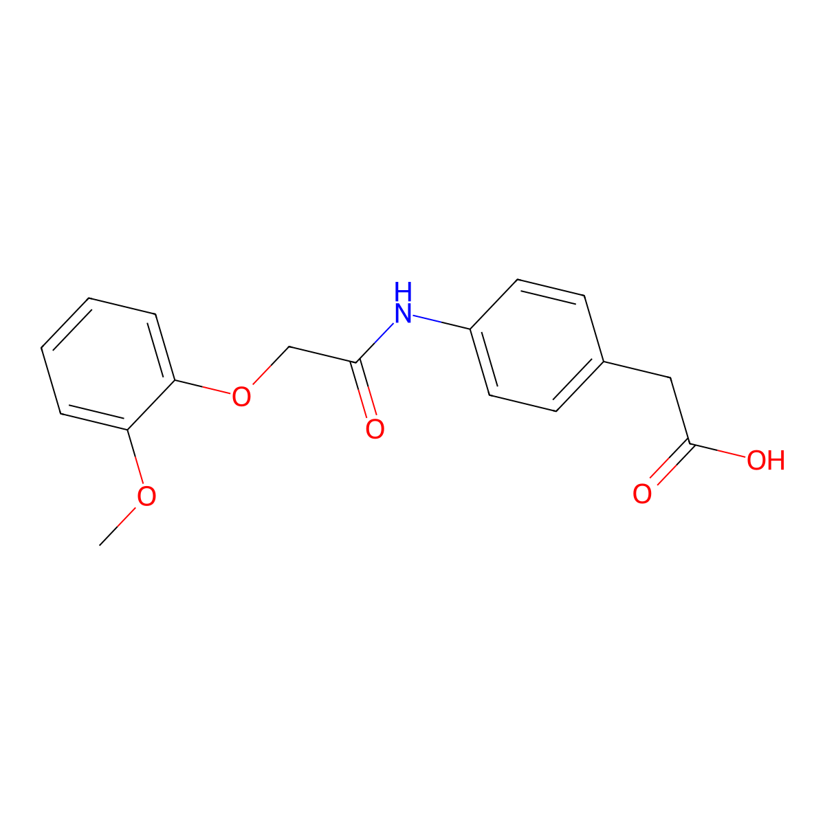 (4-{[(2-Methoxyphenoxy)acetyl]amino}phenyl)acetic acid molecular structure, CAS 692766-81-7