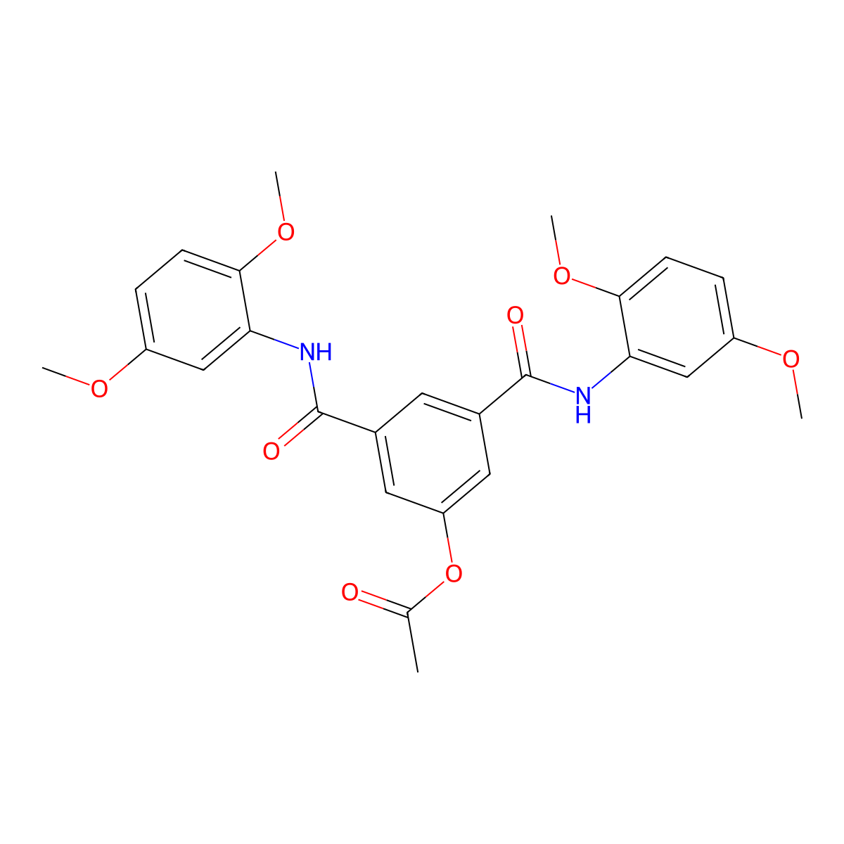 3,5-Bis((2,5-dimethoxyphenyl)carbamoyl)phenyl acetate molecular structure, CAS 692767-60-5