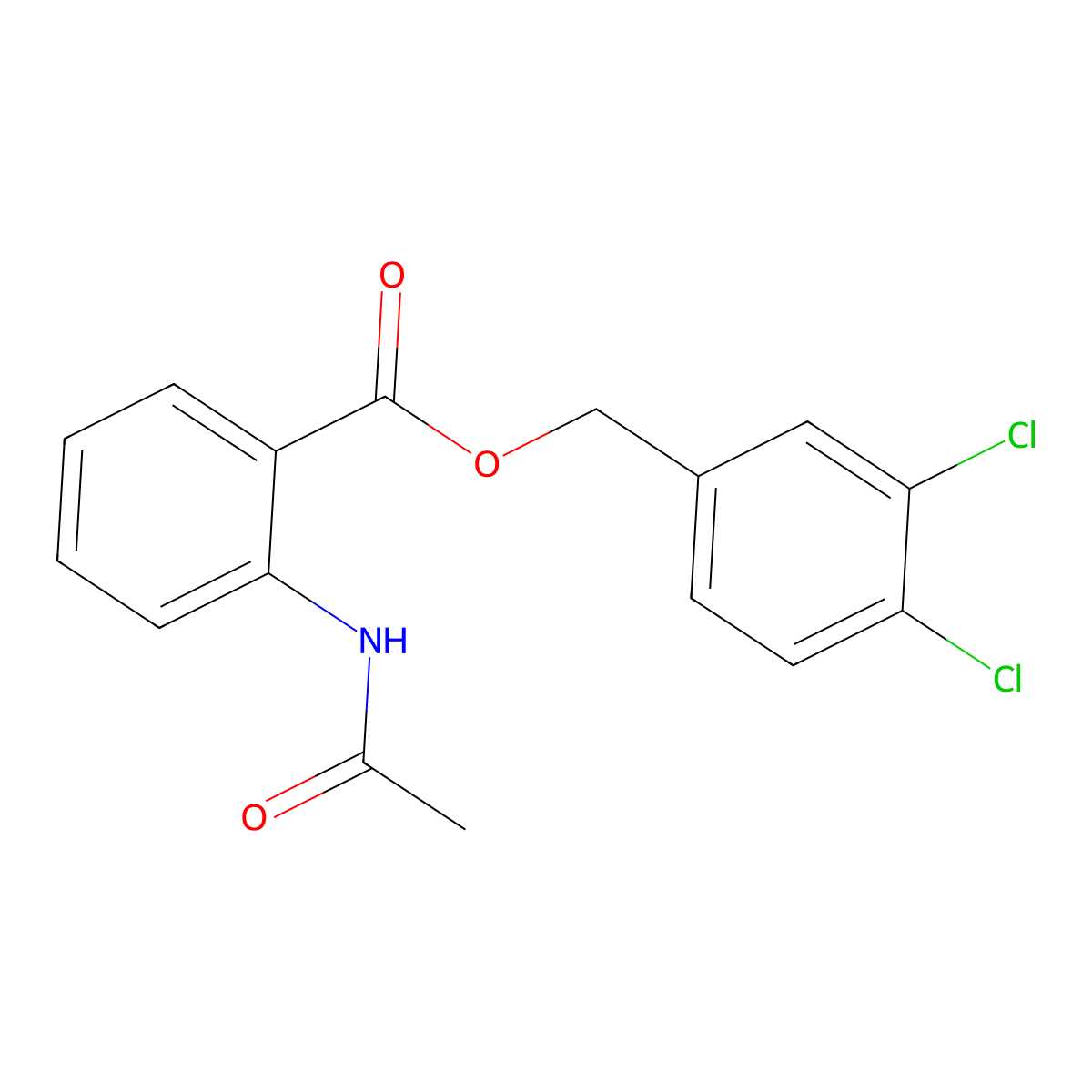 (3,4-Dichlorophenyl)methyl 2-acetamidobenzoate molecular structure, CAS 692767-78-5