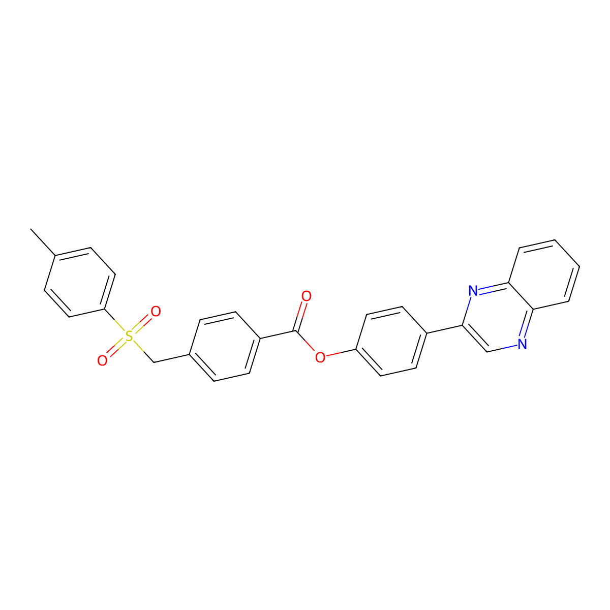 (4-Quinoxalin-2-ylphenyl) 4-[(4-methylphenyl)sulfonylmethyl]benzoate molecular structure, CAS 692768-19-7