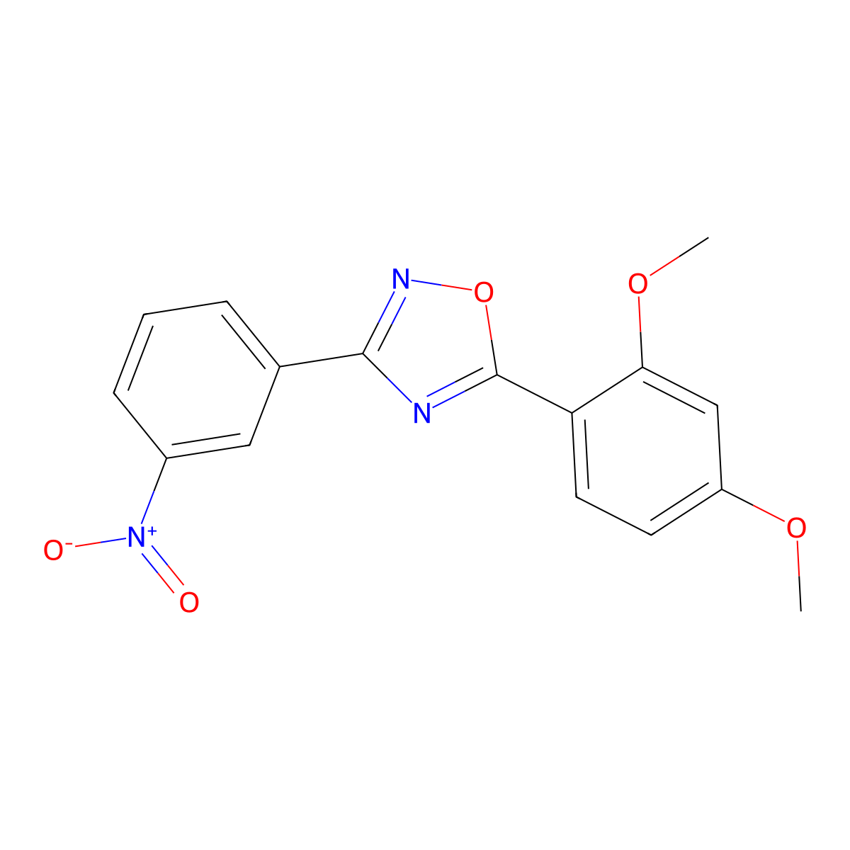 5-(2,4-Dimethoxyphenyl)-3-(3-nitrophenyl)-1,2,4-oxadiazole molecular structure, CAS 692768-65-3