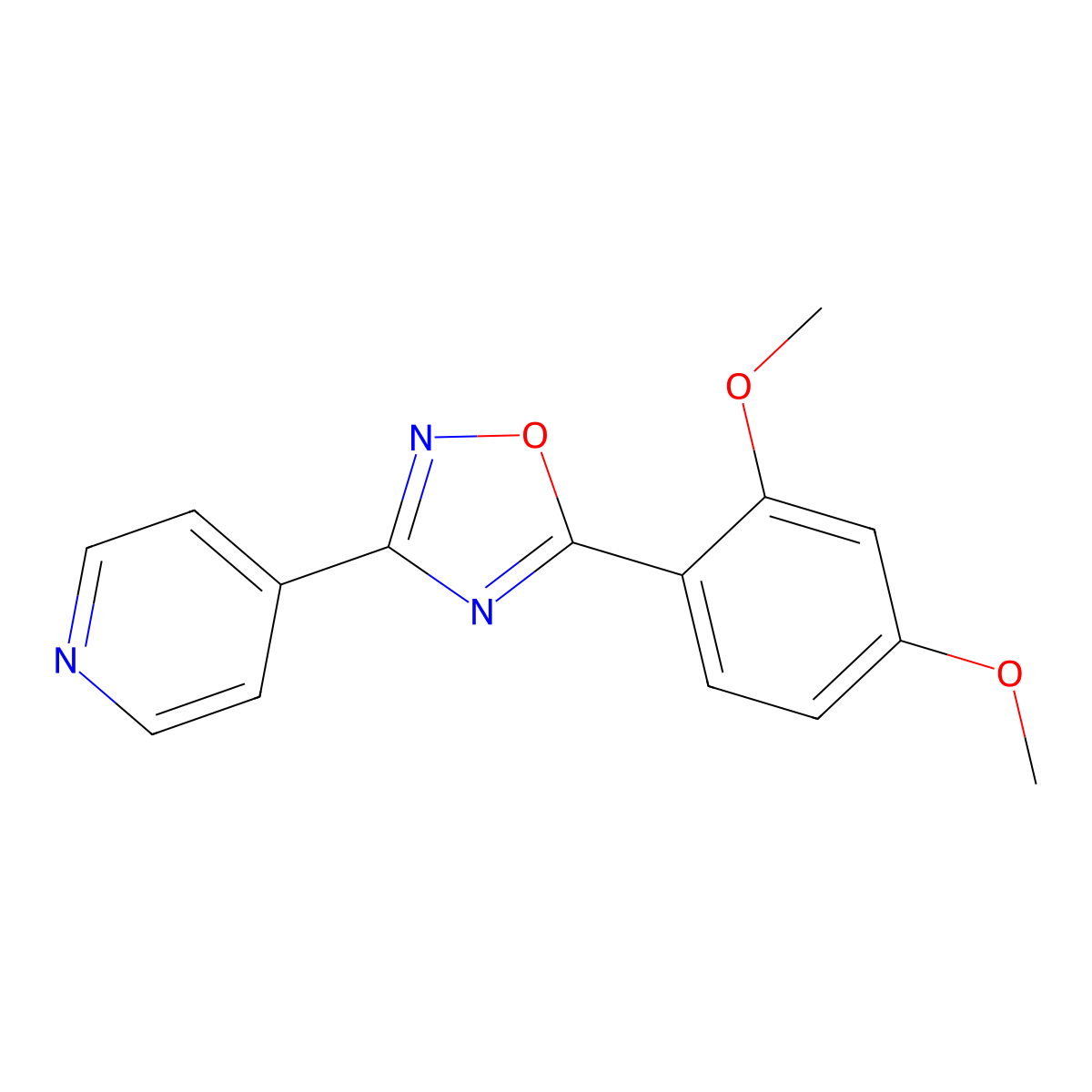 5-(2,4-Dimethoxyphenyl)-3-pyridin-4-yl-1,2,4-oxadiazole molecular structure, CAS 692768-70-0
