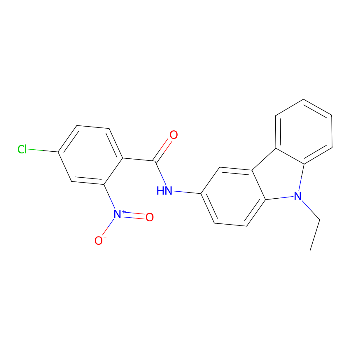 4-chloro-N-(9-ethylcarbazol-3-yl)-2-nitrobenzamide molecular structure, CAS 692769-77-0