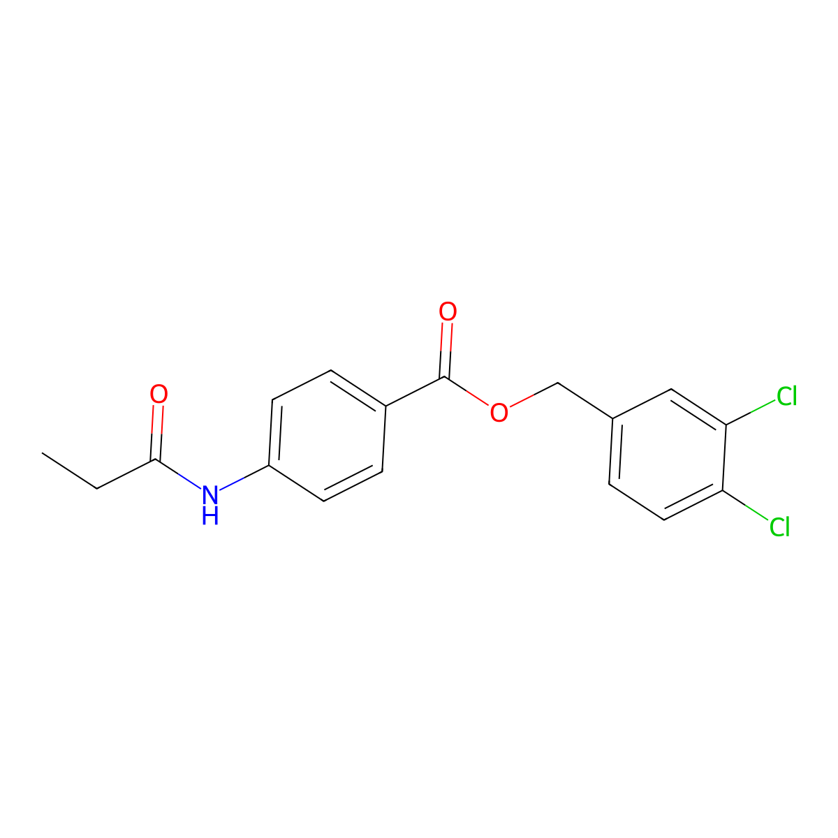 3,4-Dichlorobenzyl 4-(propionylamino)benzoate molecular structure, CAS 692770-71-1