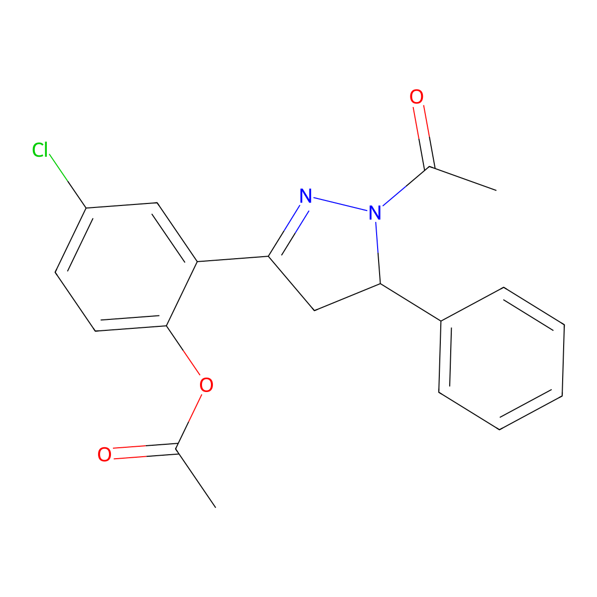 2-(1-acetyl-5-phenyl-4,5-dihydro-1H-pyrazol-3-yl)-4-chlorophenyl acetate molecular structure, CAS 692771-04-3
