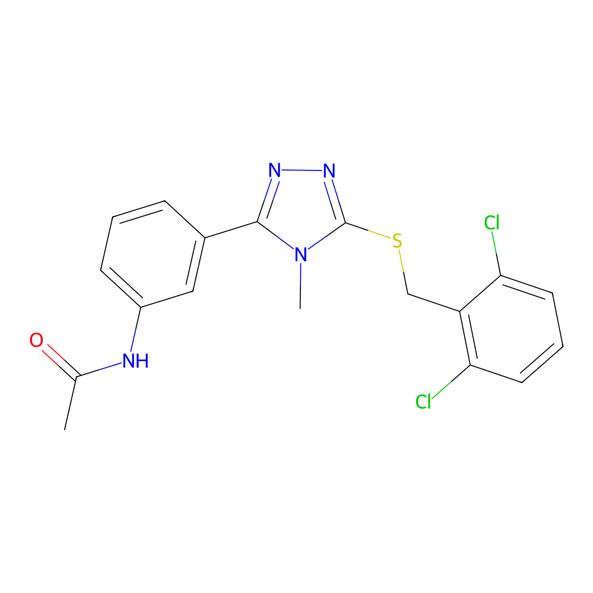 N-[3-[5-[(2,6-dichlorophenyl)methylsulfanyl]-4-methyl-1,2,4-triazol-3-yl]phenyl]acetamide molecular structure, CAS 692771-15-6