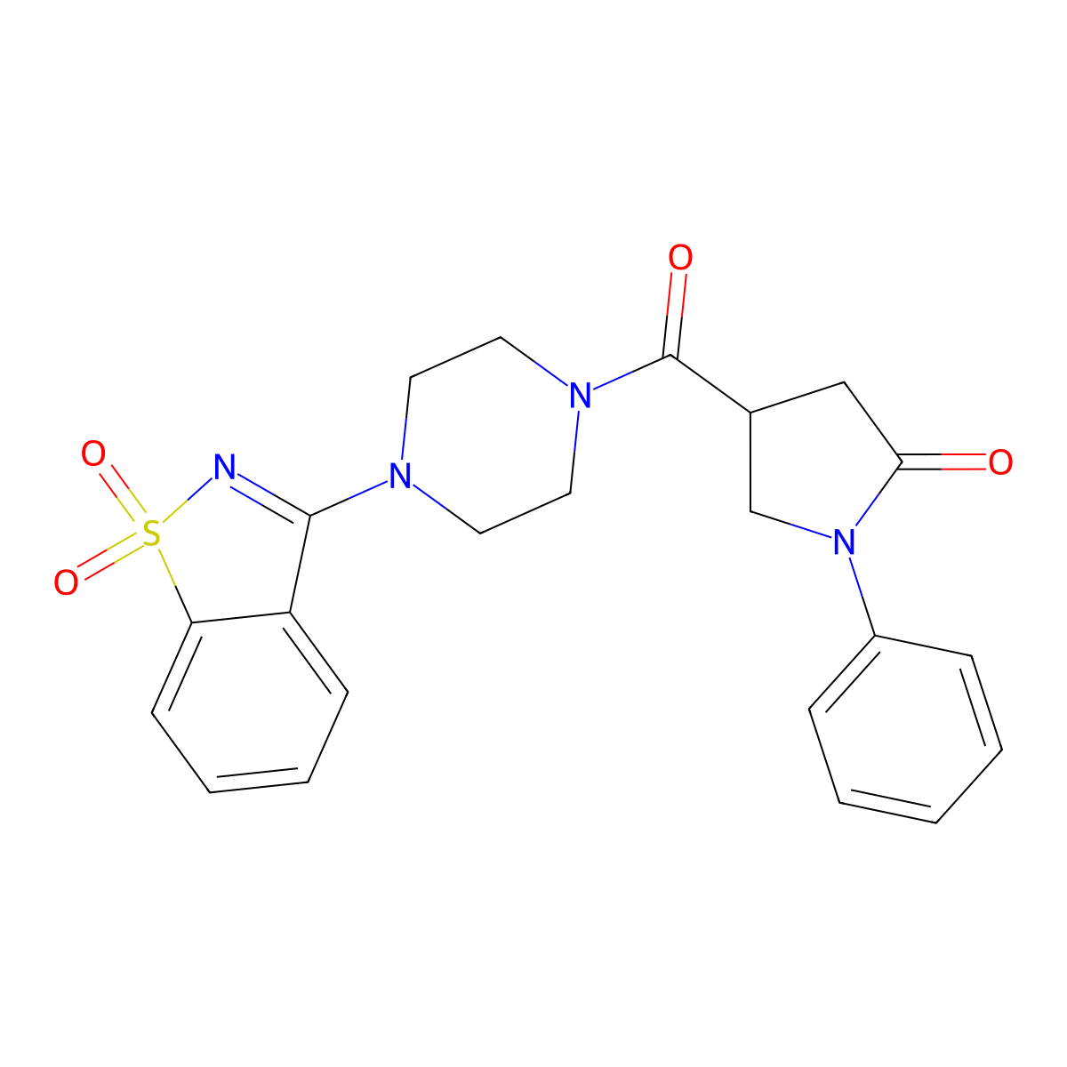 4-[4-(1,1-Dioxo-1,2-benzothiazol-3-yl)piperazine-1-carbonyl]-1-phenylpyrrolidin-2-one molecular structure, CAS 692771-16-7