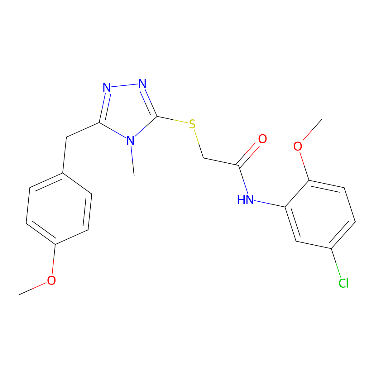 N-(5-chloro-2-methoxyphenyl)-2-[[5-[(4-methoxyphenyl)methyl]-4-methyl-1,2,4-triazol-3-yl]sulfanyl]acetamide molecular structure, CAS 692771-18-9