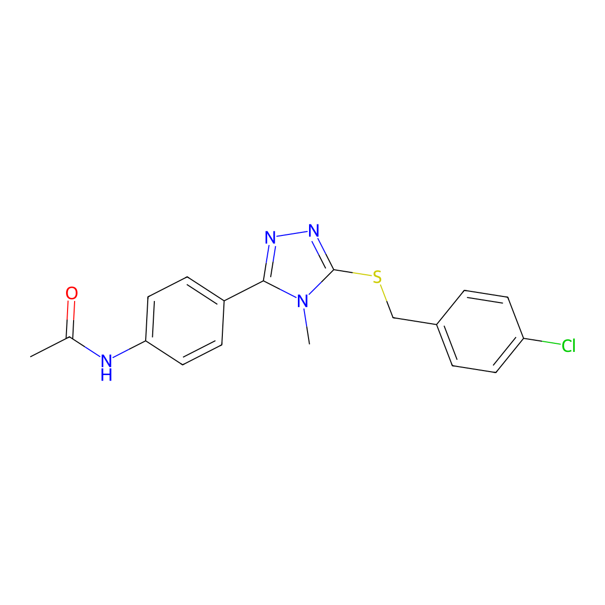 N-[4-[5-[(4-chlorophenyl)methylsulfanyl]-4-methyl-1,2,4-triazol-3-yl]phenyl]acetamide molecular structure, CAS 692771-38-3