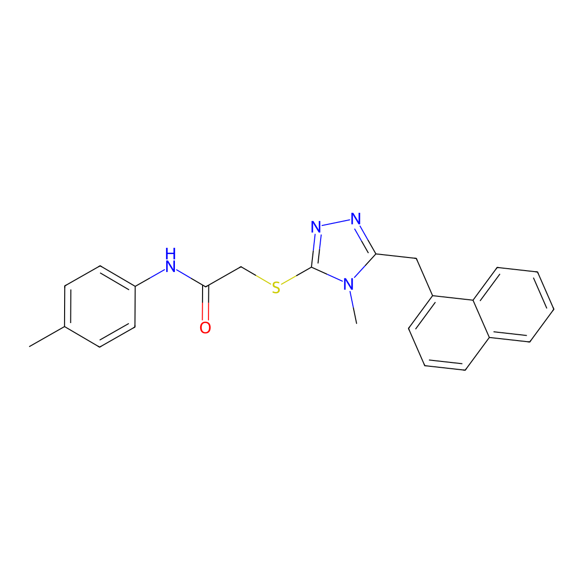 2-[[4-methyl-5-(naphthalen-1-ylmethyl)-1,2,4-triazol-3-yl]sulfanyl]-N-(4-methylphenyl)acetamide molecular structure, CAS 692771-53-2