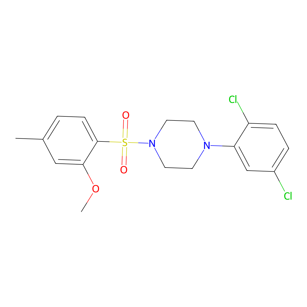 1-(2,5-Dichlorophenyl)-4-(2-methoxy-4-methylphenyl)sulfonylpiperazine molecular structure, CAS 692771-64-5