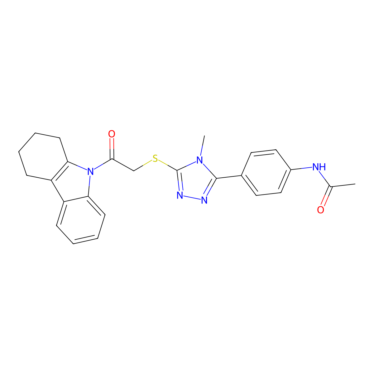 N-[4-[4-methyl-5-[2-oxo-2-(1,2,3,4-tetrahydrocarbazol-9-yl)ethyl]sulfanyl-1,2,4-triazol-3-yl]phenyl]acetamide molecular structure, CAS 692771-84-9