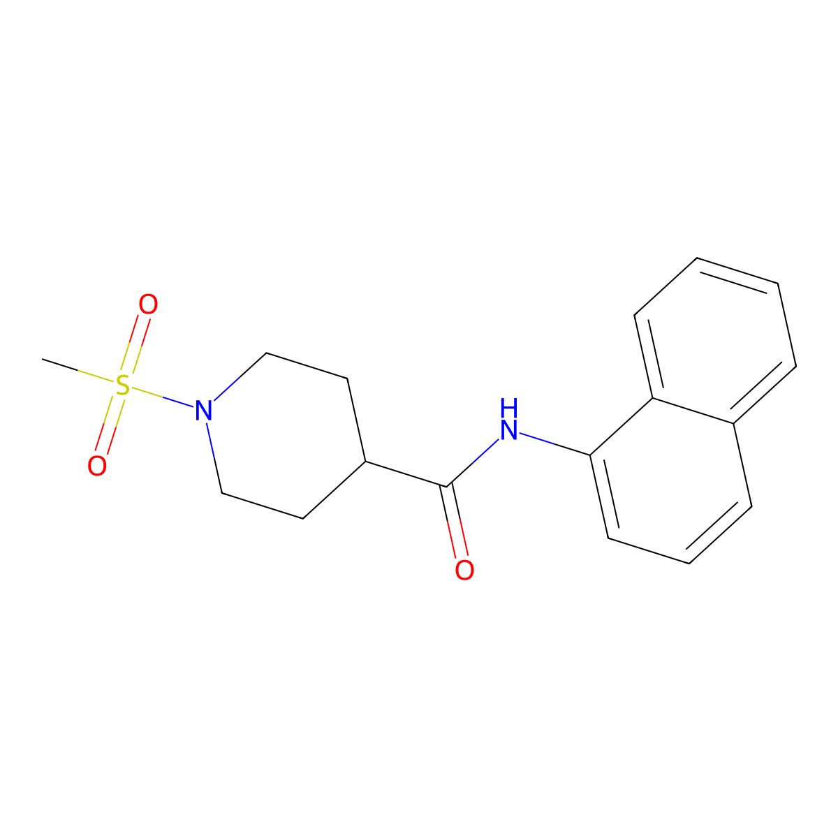 1-methylsulfonyl-N-naphthalen-1-ylpiperidine-4-carboxamide molecular structure, CAS 692771-87-2