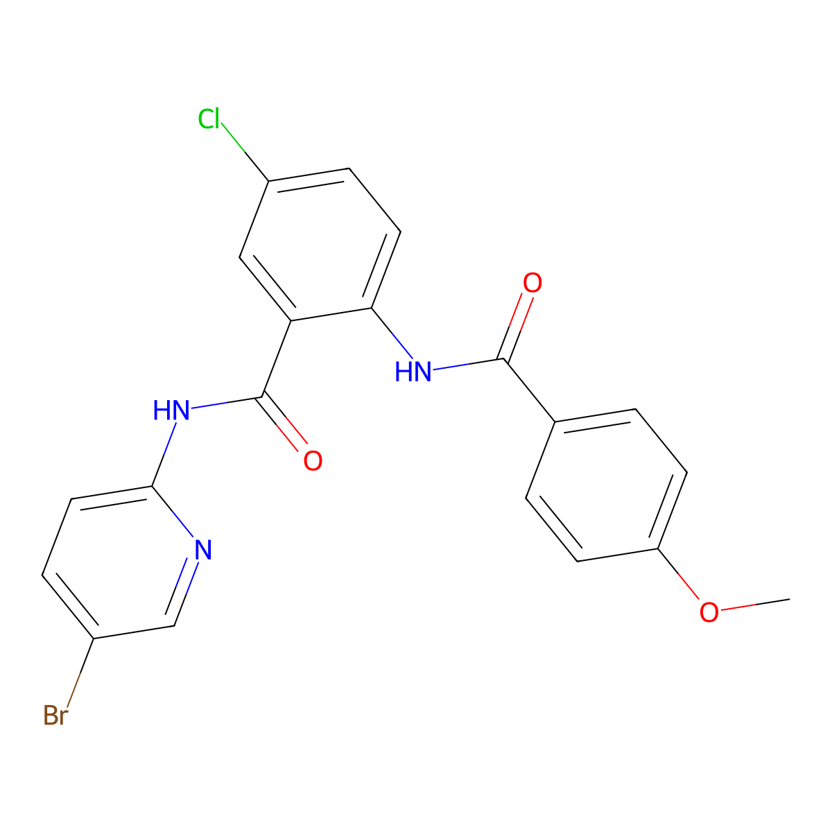 N-(5-bromopyridin-2-yl)-5-chloro-2-[(4-methoxybenzoyl)amino]benzamide molecular structure, CAS 692771-97-4