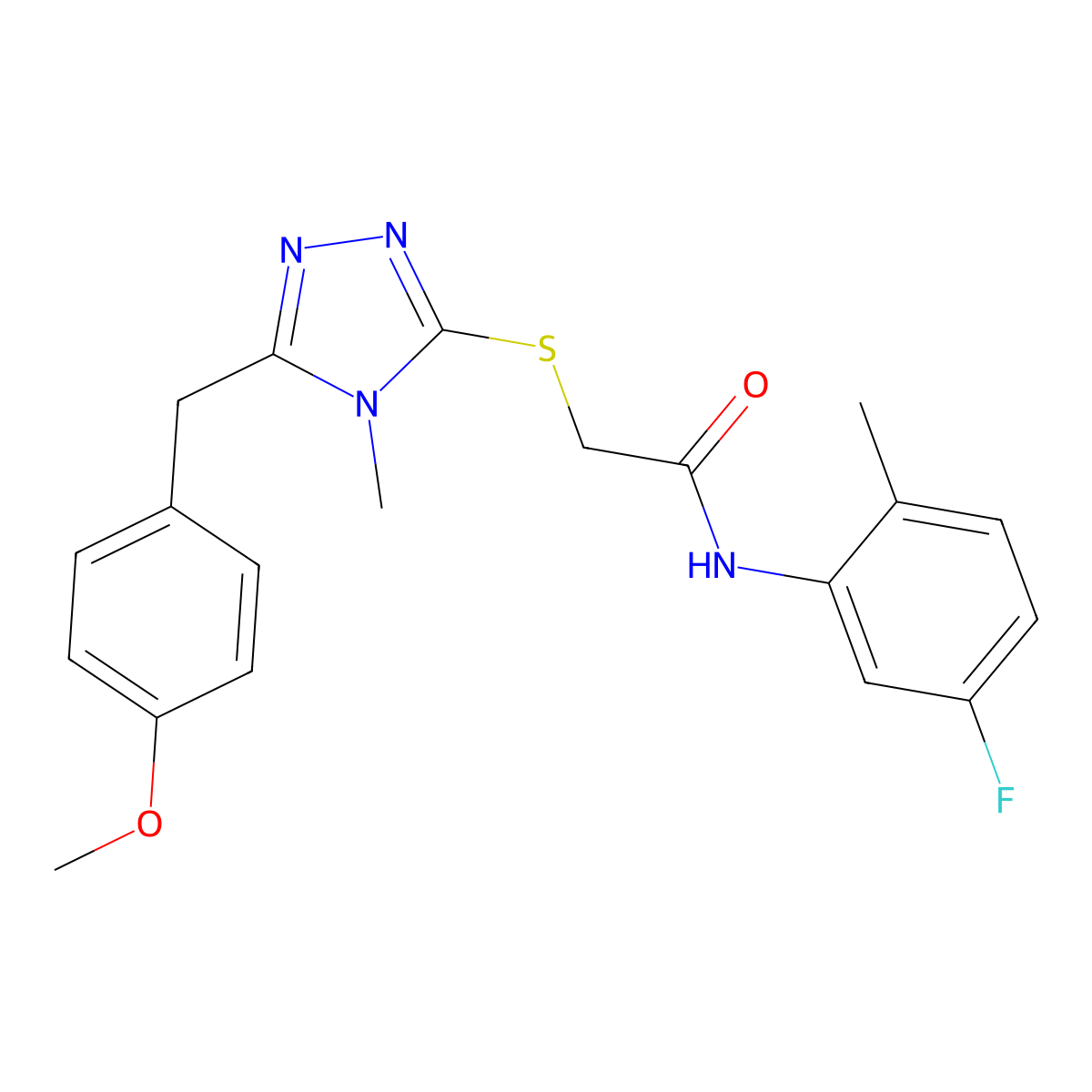 N-(5-fluoro-2-methylphenyl)-2-[[5-[(4-methoxyphenyl)methyl]-4-methyl-1,2,4-triazol-3-yl]sulfanyl]acetamide molecular structure, CAS 692772-00-2