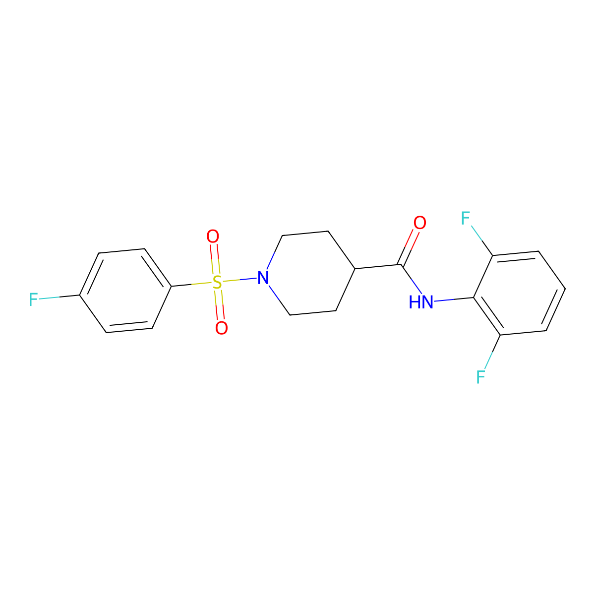 N-(2,6-difluorophenyl)-1-(4-fluorophenyl)sulfonylpiperidine-4-carboxamide molecular structure, CAS 692772-07-9