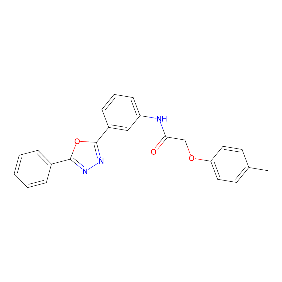 2-(4-methylphenoxy)-N-[3-(5-phenyl-1,3,4-oxadiazol-2-yl)phenyl]acetamide molecular structure, CAS 692772-13-7