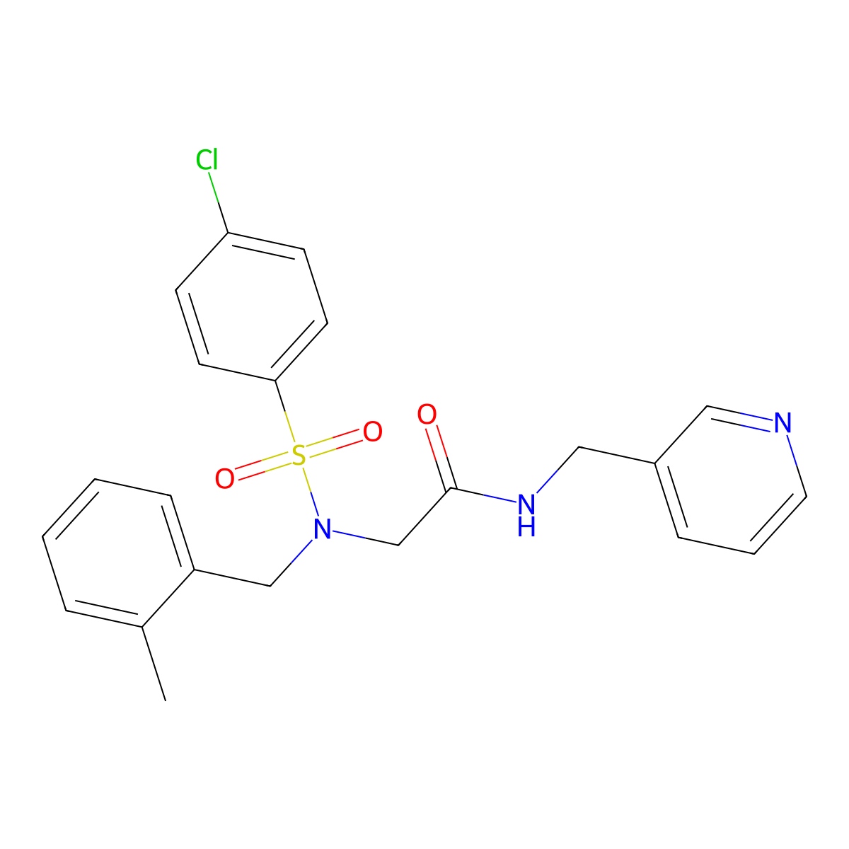 2-[(4-chlorophenyl)sulfonyl-[(2-methylphenyl)methyl]amino]-N-(pyridin-3-ylmethyl)acetamide molecular structure, CAS 692772-14-8