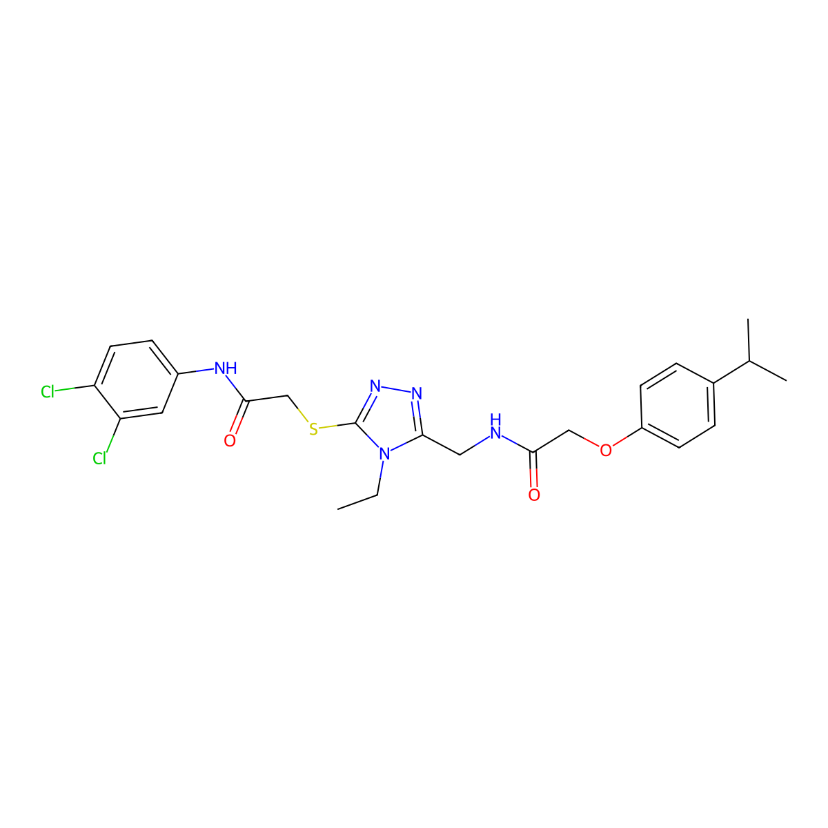 N-(3,4-dichlorophenyl)-2-({4-ethyl-5-[({[4-(propan-2-yl)phenoxy]acetyl}amino)methyl]-4H-1,2,4-triazol-3-yl}sulfanyl)acetamide molecular structure, CAS 692772-28-4