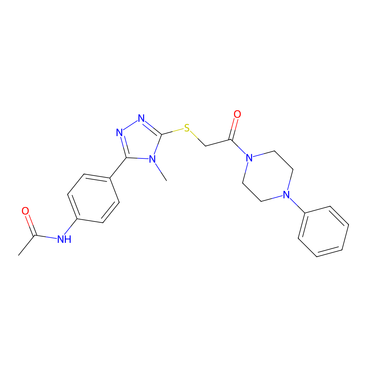 N-[4-[4-methyl-5-[2-oxo-2-(4-phenylpiperazin-1-yl)ethyl]sulfanyl-1,2,4-triazol-3-yl]phenyl]acetamide molecular structure, CAS 692773-41-4
