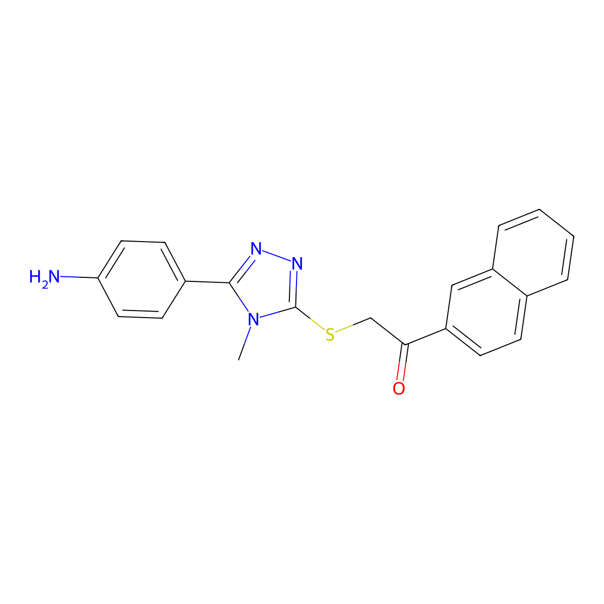 2-[[5-(4-Aminophenyl)-4-methyl-1,2,4-triazol-3-yl]sulfanyl]-1-naphthalen-2-ylethanone molecular structure, CAS 692773-44-7
