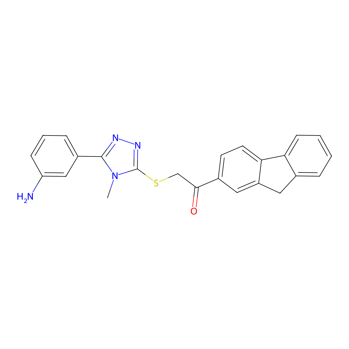 2-[[5-(3-aminophenyl)-4-methyl-1,2,4-triazol-3-yl]thio]-1-(9H-fluoren-2-yl)ethanone molecular structure, CAS 692773-47-0