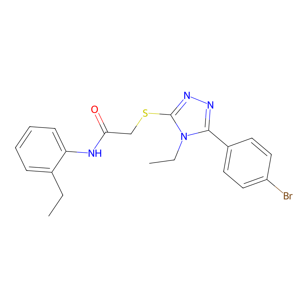 2-[[5-(4-bromophenyl)-4-ethyl-1,2,4-triazol-3-yl]sulfanyl]-N-(2-ethylphenyl)acetamide molecular structure, CAS 692773-67-4