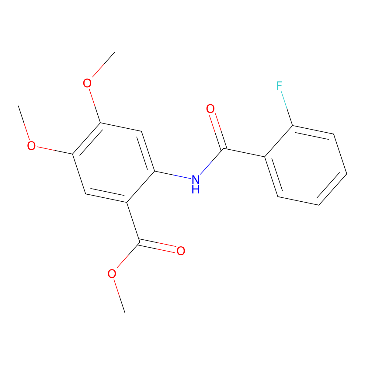 Methyl 2-(2-fluorobenzamido)-4,5-dimethoxybenzoate molecular structure, CAS 692773-80-1