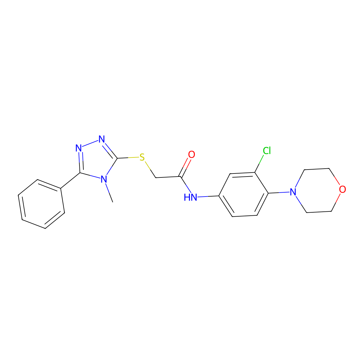 N-(3-chloro-4-morpholin-4-ylphenyl)-2-[(4-methyl-5-phenyl-1,2,4-triazol-3-yl)sulfanyl]acetamide molecular structure, CAS 692773-94-7