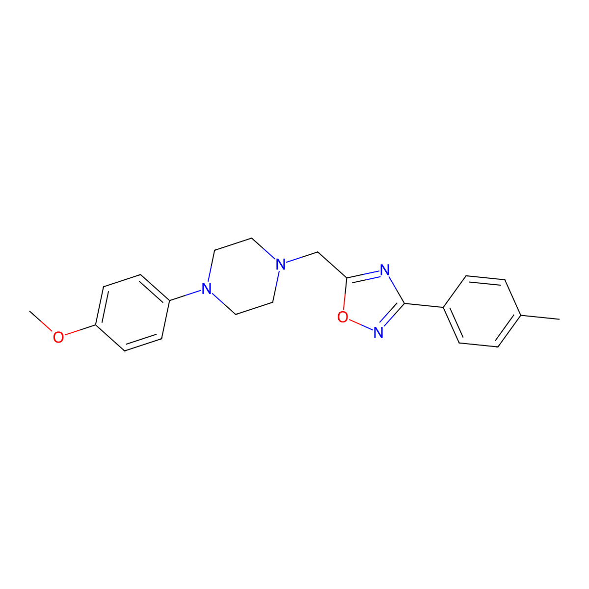 1-(4-Methoxyphenyl)-4-{[3-(4-methylphenyl)-1,2,4-oxadiazol-5-yl]methyl}piperazine molecular structure, CAS 692774-03-1