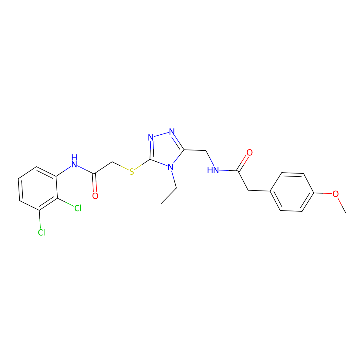 N-(2,3-dichlorophenyl)-2-{[4-ethyl-5-({[(4-methoxyphenyl)acetyl]amino}methyl)-4H-1,2,4-triazol-3-yl]sulfanyl}acetamide molecular structure, CAS 692774-12-2