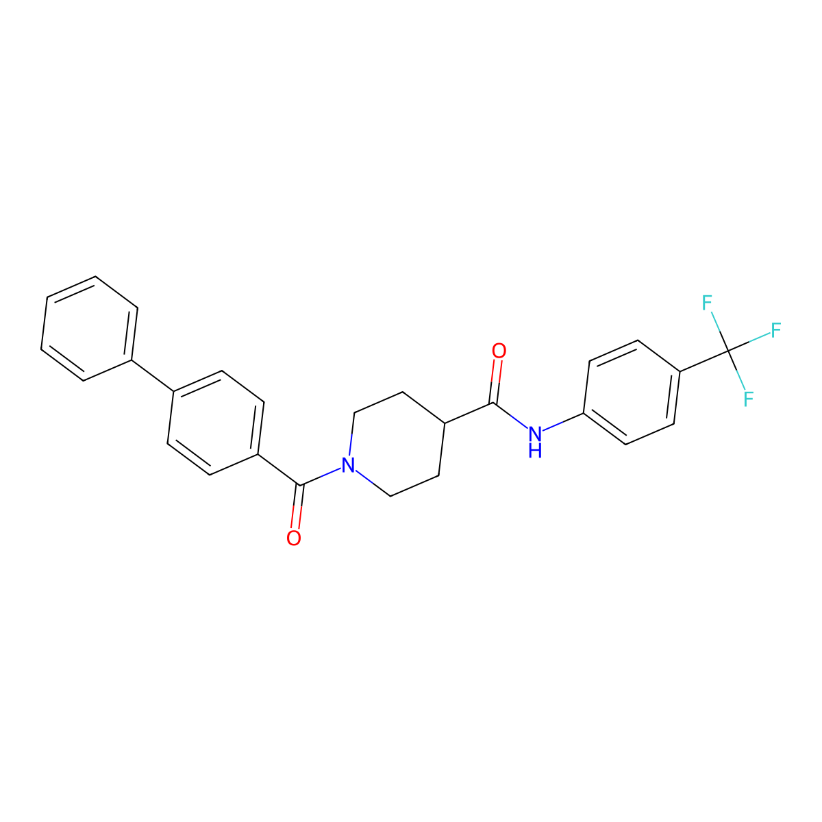 1-(4-phenylbenzoyl)-N-[4-(trifluoromethyl)phenyl]piperidine-4-carboxamide molecular structure, CAS 692774-14-4